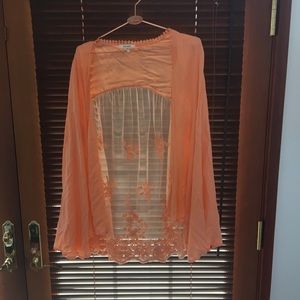 Tangerine lace cardigan